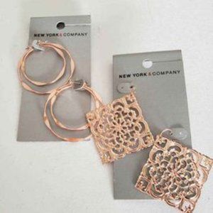 New 2 pair New York & Co earrings - circle square